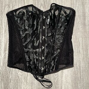 Mesh and faux leather lace corset